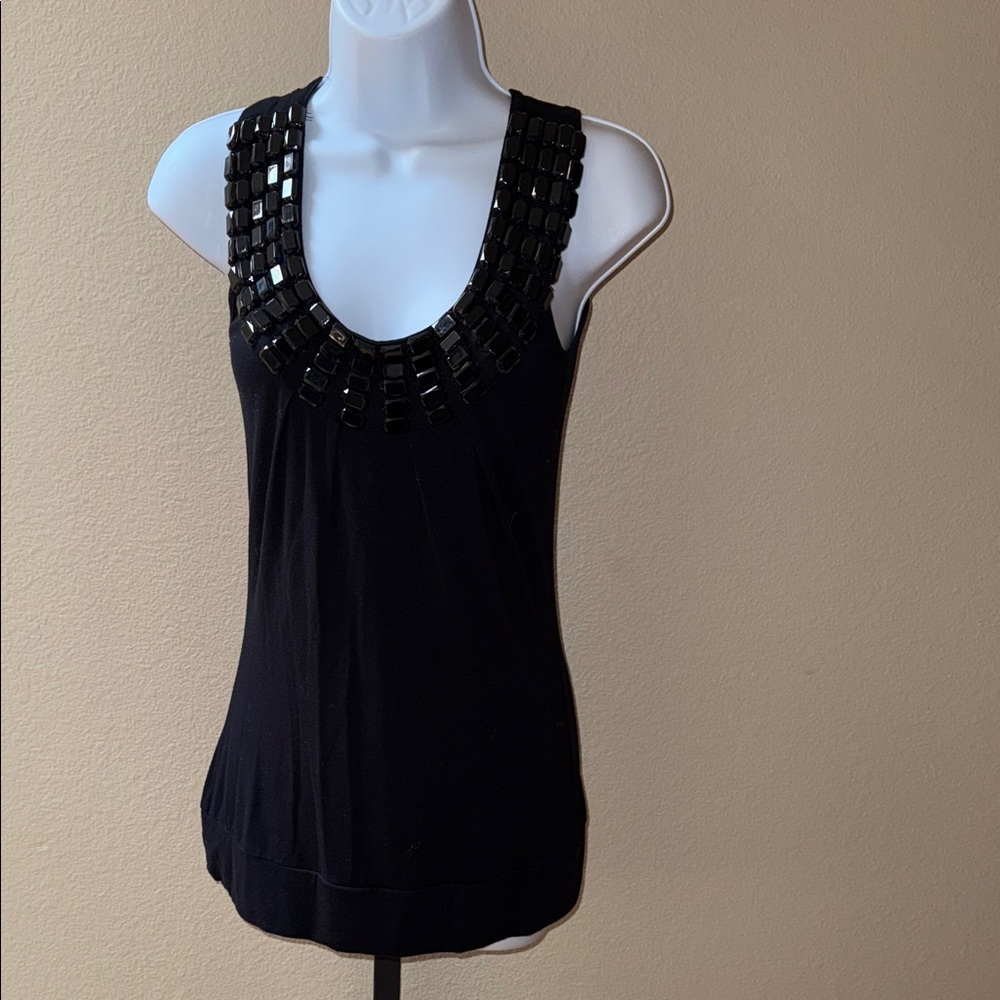 Design History Black Sleeveless Tank with Square Embellishments Women’s Size XS